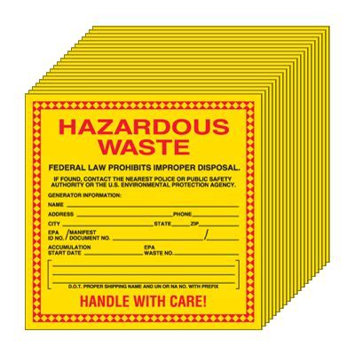 Custom Hazardous Waste Labels, DOT Labels | Emedco