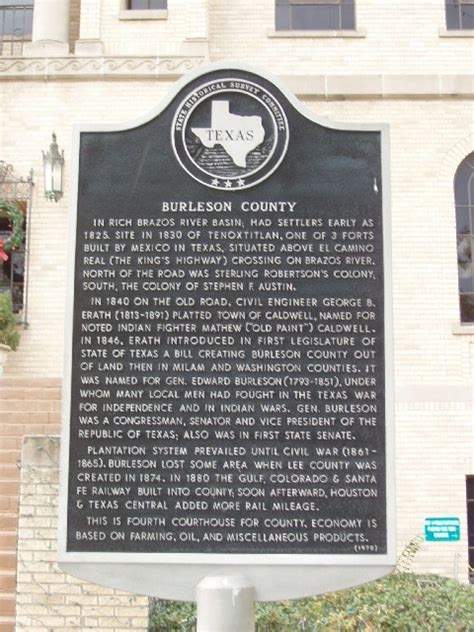 Burleson County - TEXAS HISTORICAL MARKERS