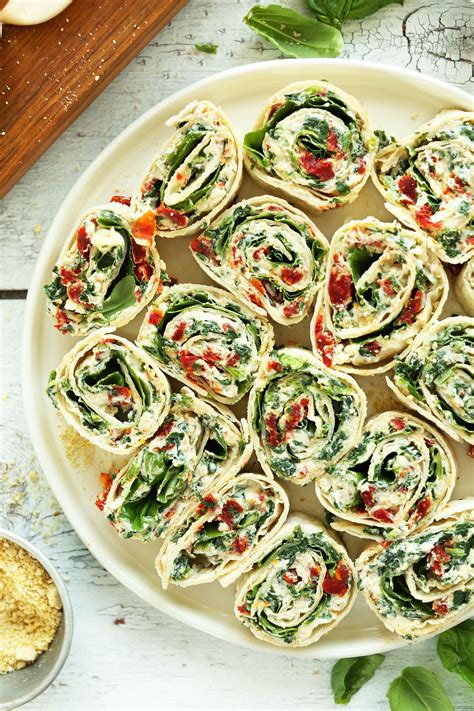 Sun-Dried Tomato and Basil Pinwheels | Recipe | Vegan snacks, Vegan appetizers, Vegetarian recipes