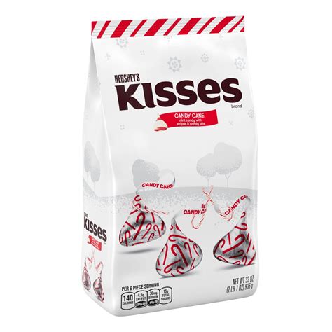 HERSHEY'S, KISSES, Candy Cane Mint Flavored Candy, Individually Wrapped, 33 oz, Bag - Walmart ...