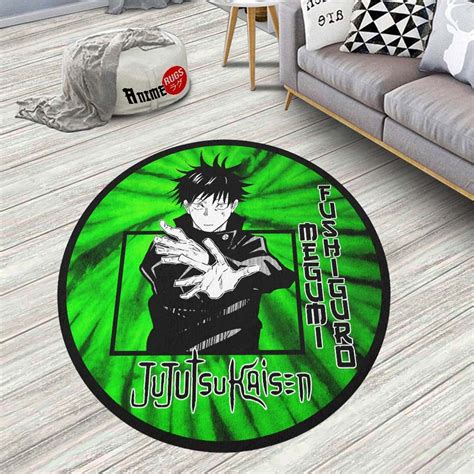 Megumi Fushiguro Round Rug Custom Tie Dye Style Jujutsu Kaisen Anime Circle Carpet Custom Ties ...