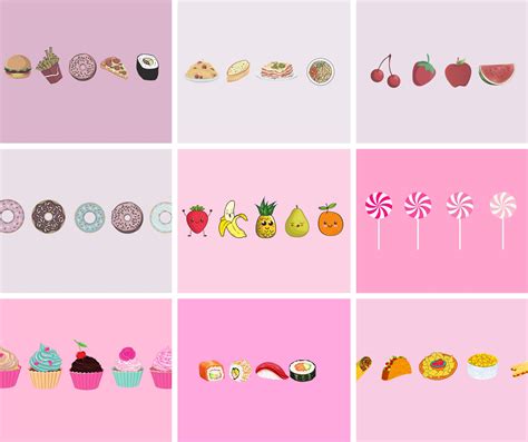 Cute Food Desktop Background Bundle of 9 Wallpaper Computer Background ...