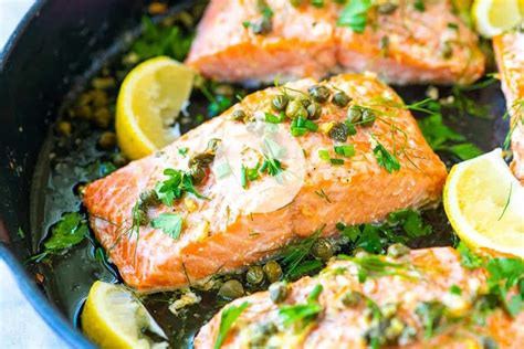 Garlic Caper Butter Baked Salmon