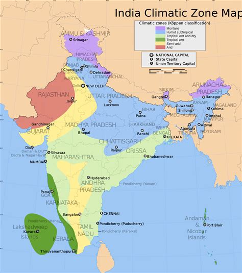 India Climatic Zone Map • Mapsof.net