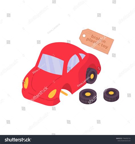 Broken Plastic Toy Red Car Vector Stock Vector (Royalty Free ...