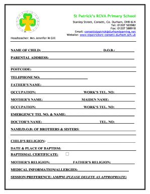 Primary School Admission Form Sample - Fill Online, Printable, Fillable, Blank | pdfFiller