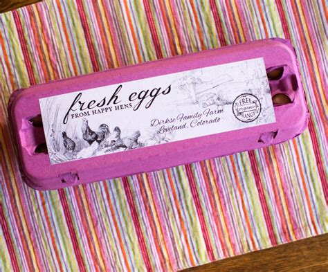 Custom Egg Carton Labels Vintage Chicken Drawing Fresh Eggs From Happy ...