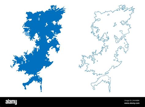 Lake Guri Dam (South America, Bolivarian Republic of Venezuela) map vector illustration ...