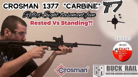 Custom Crosman 1377 American classic "carbine" // Reflex sight Accuracy test (Standing Vs Rested ...