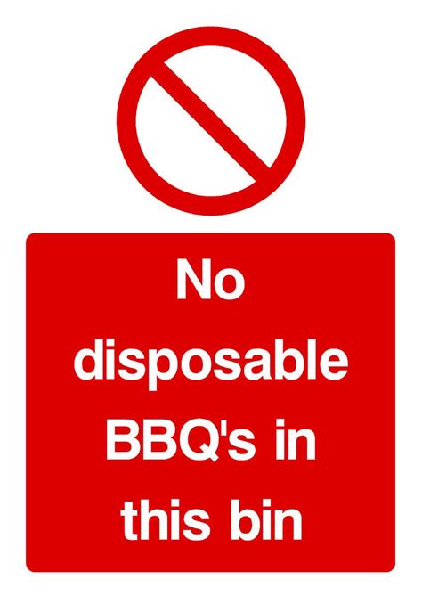 No Disposable BBQ's In This Bin Sign | Fire Signs