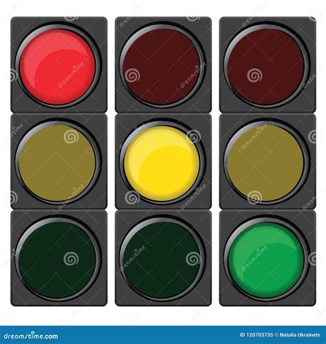 Traffic Lights with Different Colors Stock Illustration - Illustration ...