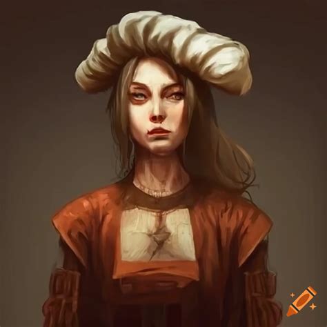 Concept art of a beksinski-style medieval female cook on Craiyon