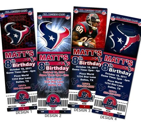 Houston Texans NFL Custom Party Ticket Invitations by AAinvites | Houston texans party, Bday ...