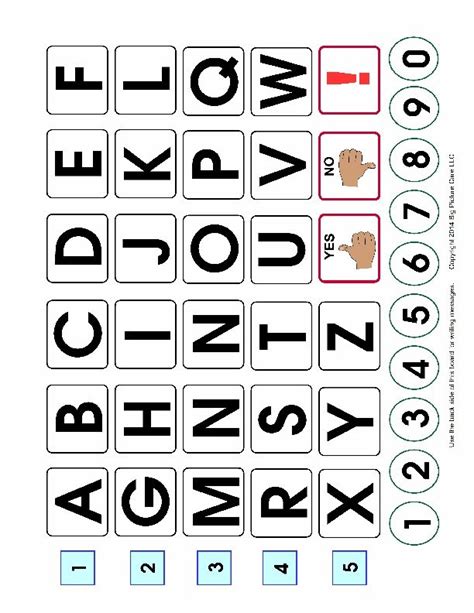 Alphabet Board Printable Partner Assisted Scanning Partner ...