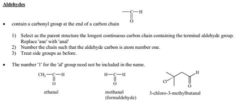 Nomenclature - Aldehydes