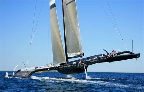 BMW Oracle America's Cup boat heeled up onto one hull. | boats in 2019 | Boat, Sailboat racing ...