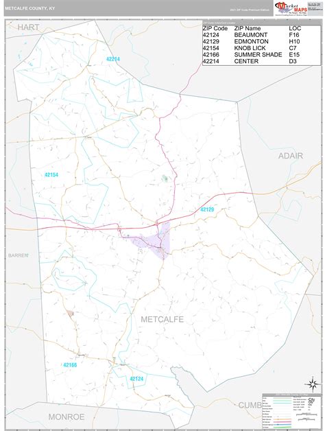 Metcalfe County, KY Wall Map Premium Style by MarketMAPS