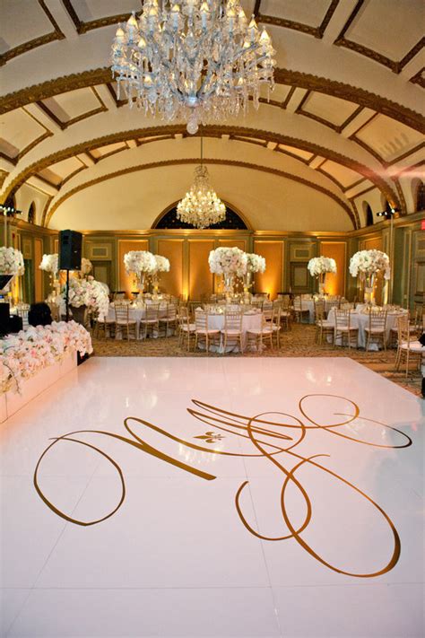 Custom wedding dance floor with monogram