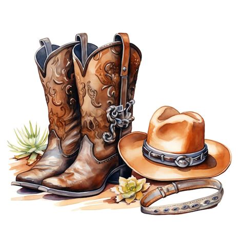 Watercolor Spurs western wild west cowboy desert illustration clipart ...