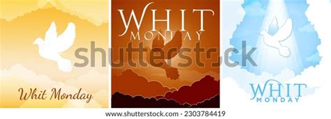 Whit Monday Greeting Card Set Beautiful Stock Vector (Royalty Free ...