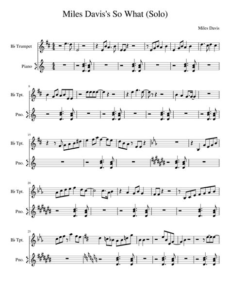 Miles Davis - So What (Trumpet Solo) Sheet music for Piano, Trumpet in b-flat (Solo) | Musescore.com