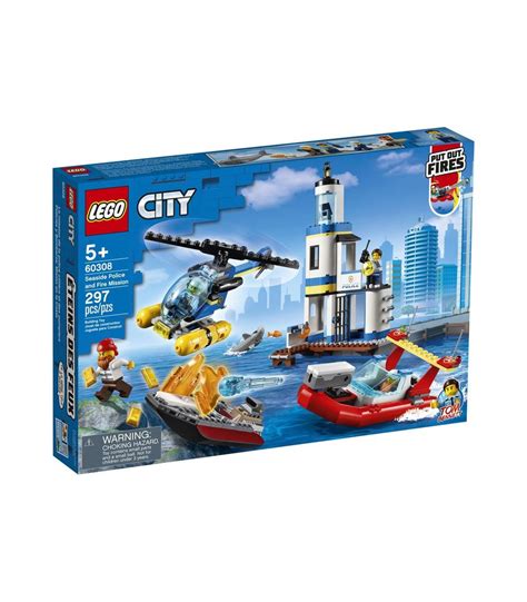 LEGO® CITY 60308 SEASIDE POLICE AND FIRE MISSION, AGE 5+, BUILDING BLOCKS, 2021 (297PCS)