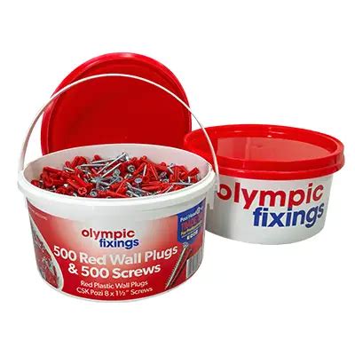 Olympic Fixings 242-222-010 Trade Tub Red Wall Plugs + 8x1.5" W- Go Sparky