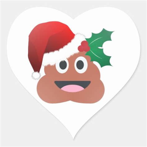 santa claus poop emoji heart sticker | Zazzle