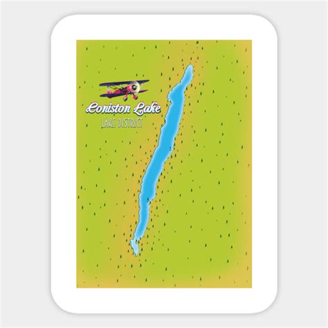 Coniston lake Lake District map - Coniston Lake - Sticker | TeePublic