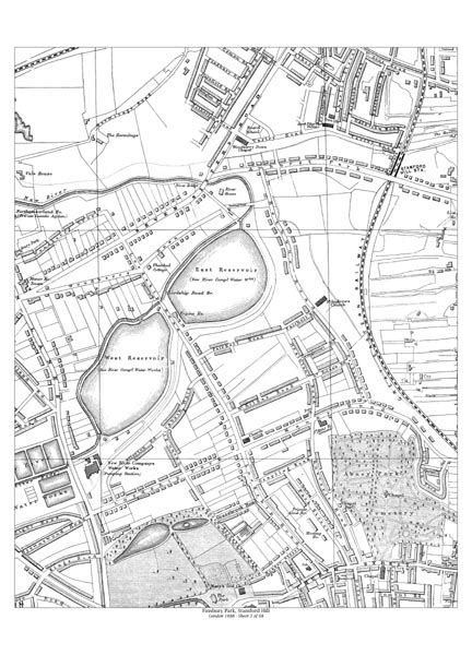 Old map of Stamford Hill, London, in 1888