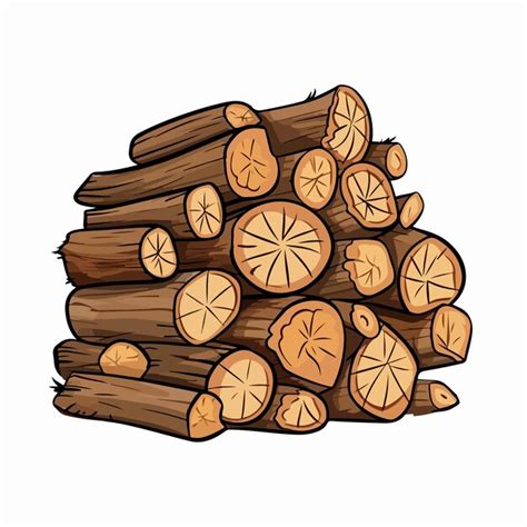 Premium Vector | Pile firewood flat vector illustration pile firewood hand drawing isolated ...