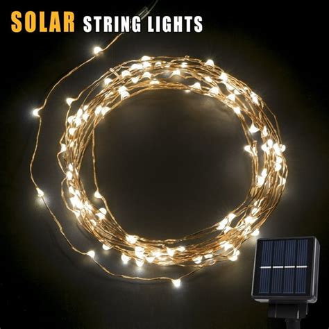 BetterHome 120 LEDs Outdoor Solar Powered LED String Lights 19ft Waterproof Copper Wire Lights ...