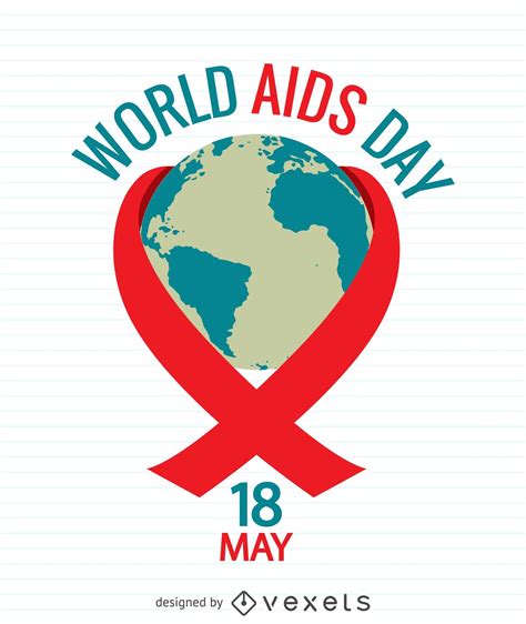 AIDS Day Poster With World Inside Red Ribbon Vector Download