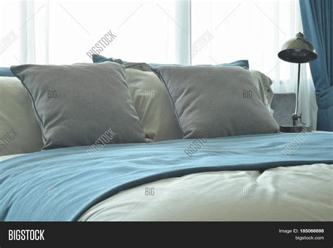 Gray Pillows On Bed Image & Photo (Free Trial) | Bigstock