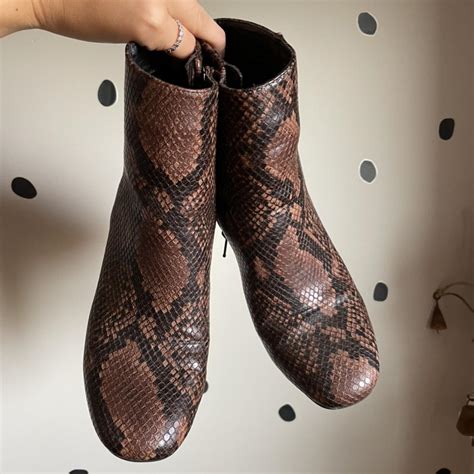 adorable snake skin heeled boots from... - Depop