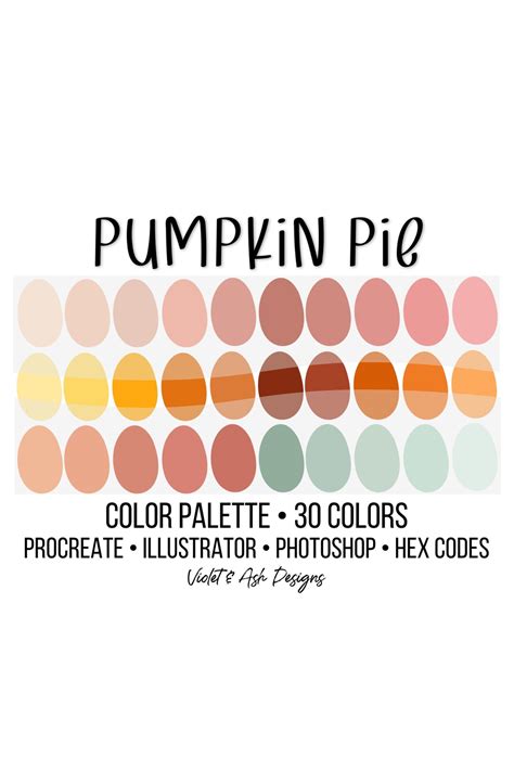 Pumpkin Pie Procreate Palette Color Chart Photoshop iPad Procreate Digital Download Fall Color ...