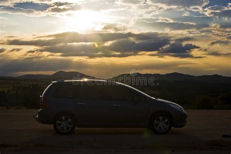 Sunset with Car in Silhouette Stock Photo - Image of luxury, estate: 13855886