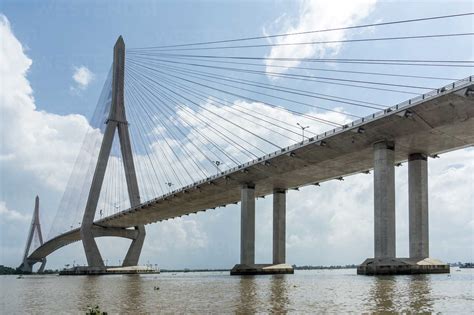 Vietnam, Nam Bo, Can Tho, view to Can Tho Bridge stock photo