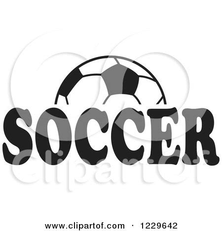 Clipart of a Black and White Ball and SOCCER Text - Royalty Free Vector ...