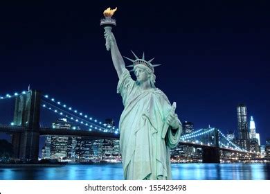 Brooklyn Bridge Statue Liberty Night New Stock Photo 155423498 | Shutterstock