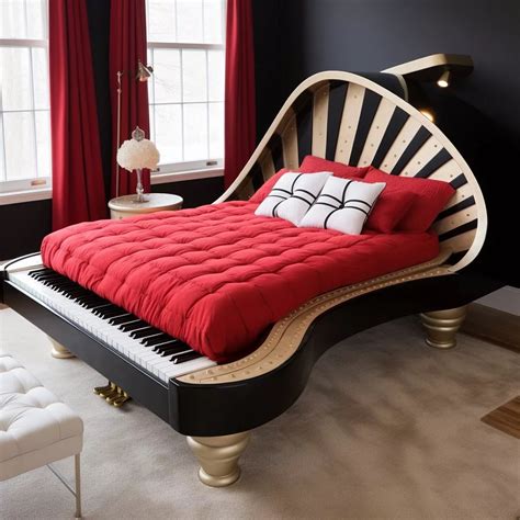 Piano Inspired Bed: Harmonize Your Bedroom with Musical Elegance