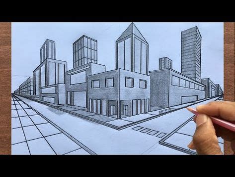 How to Draw using Two Point Perspective: Draw a Town Step-by-step ...