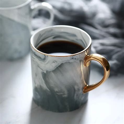 400ML Nordic Marble Pattern Ceramic Coffee Mugs European Style Simple Ceramic Tea Milk Cup ...