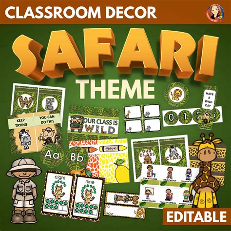 Jungle Safari Theme Classroom Decor Editable Made By Teachers