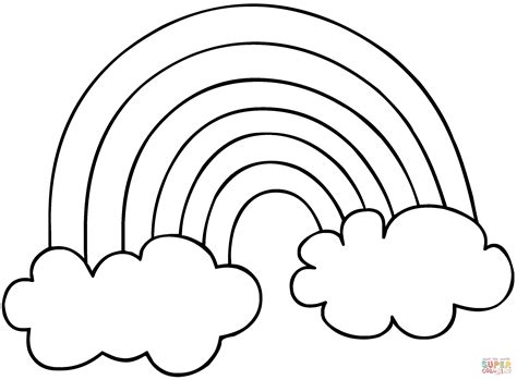 Rainbow with clouds coloring page | Free Printable Coloring Pages