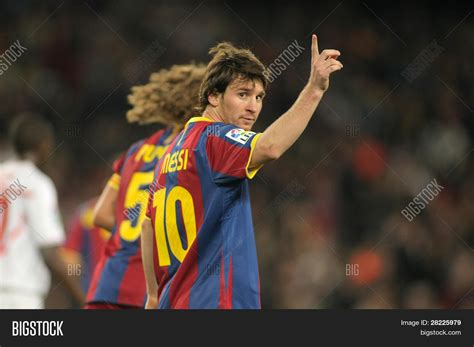 BARCELONA - OCT 30: Leo Messi of FC Barcelona celebrates goal during ...