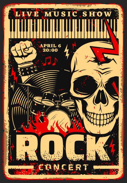 Wall Art Print | Rock music festival concert vector poster, seamartini ...