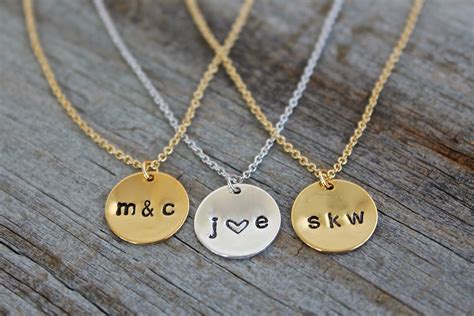 Personalized Gold Disc Necklace Custom Disk Hand Stamped | Etsy