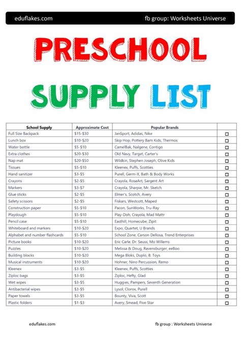 Preschool Supply List For Teachers And Homeschool - Eduflakes