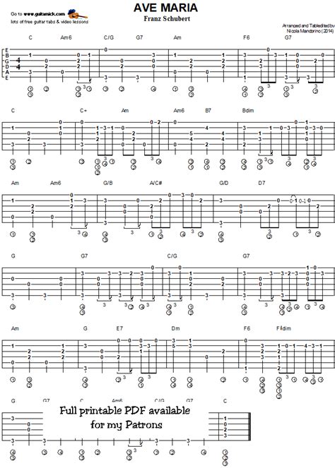 Ave Maria - Fingerstyle Guitar Tab | Guitar tabs, Fingerstyle guitar, Guitar chord chart